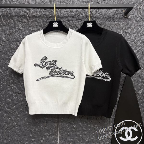 ルイ ヴィトンコピー NXZ021 レディース ニット 半袖Tシャツ 2色可選 2026爆買い大人気
