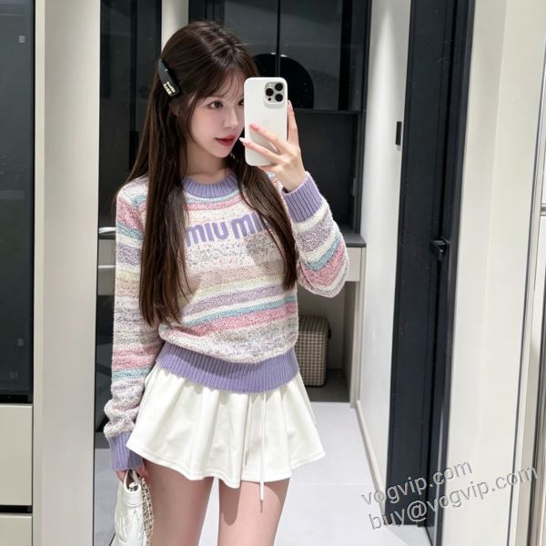 ミュウミュウ MIUMIUブランドスーパーコピー 2026激安大特価定番 WT013 レディース ニット セーター 2色可選