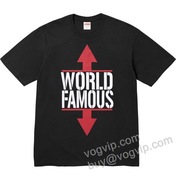 人気雑誌掲載 シュプリームブランドコピー SUPREME WORLD FAMOUS TEE 2026爆買い定番人気 SUPNXZ001 半袖Tシャツ 2色可選