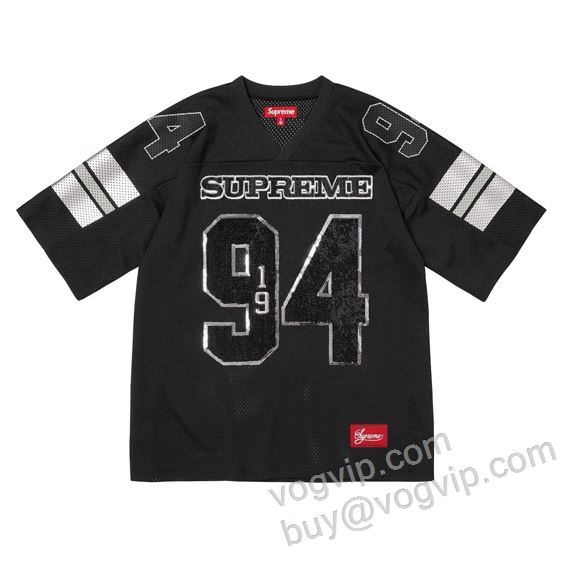 シュプリームコピーブランド Supreme Sequin Football Jersey 2026爆買い新作 SUPNXZ029 野球半袖Tシャツ 3色可選 海外限定ライン