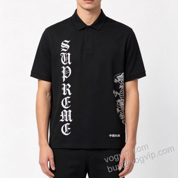 大人気再登場 Supreme SS26 The Great China Wall Dragon Polo SUPNXZ045 シュプリーム偽物ブランド 半袖ポロシャツ 2色可選
