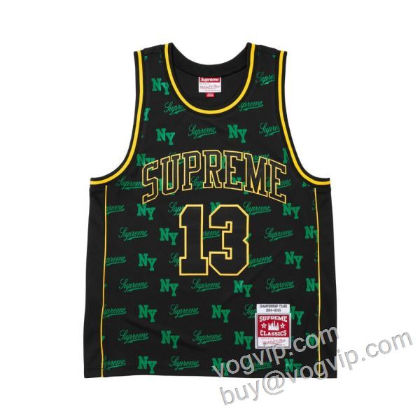重宝するアイテム SUPREME X Mitchell & Ness? Monogram Basketball Jersey 2026高評価 NXZ085 シュプリーム偽物ブランド タンクトップ Tシャツ 2色可選