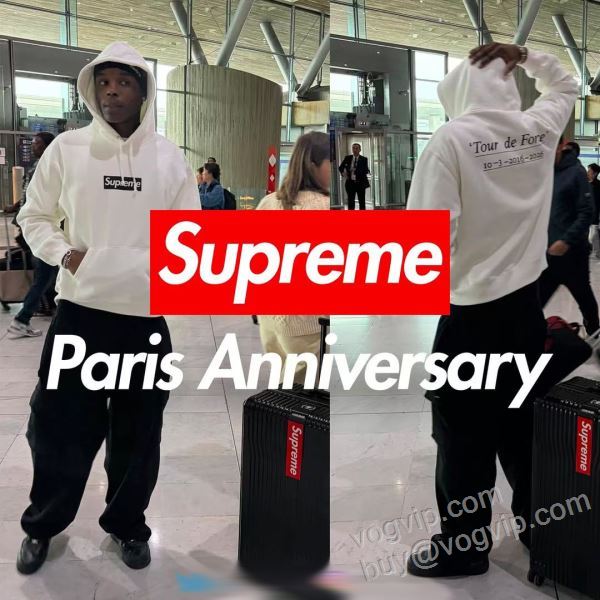 シュプリームブランドコピー 最安値に挑戦 Supreme 26SS Paris 10th Anniversary Box Logo Hooded Sweatshirt SUPWT020 パーカー ジャケット、上着