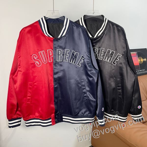 シュプリーム偽物ブランド WT040 ブルゾン ジャケット 2色可選 Supreme X Champion SS26 Satin Varsity Jacket 高級感ある