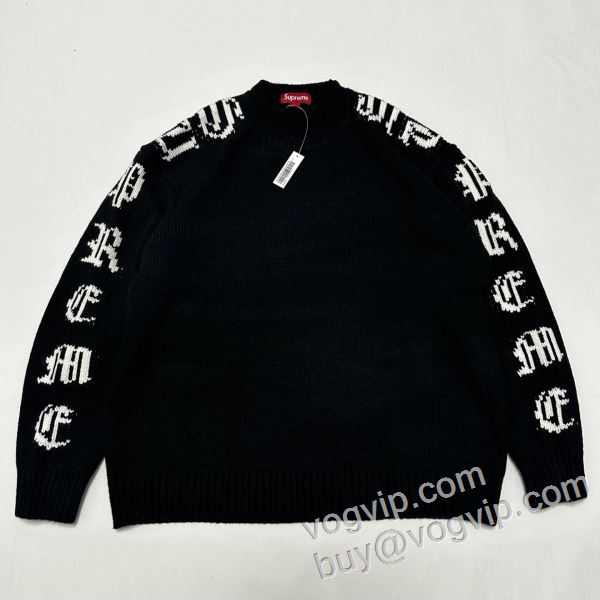 人気新品★超特価★ シュプリームブランドコピー WT044 ニット セーター 2色可選 SUPREME SS26 OLD ENGLISH SLEEVES SWEATER