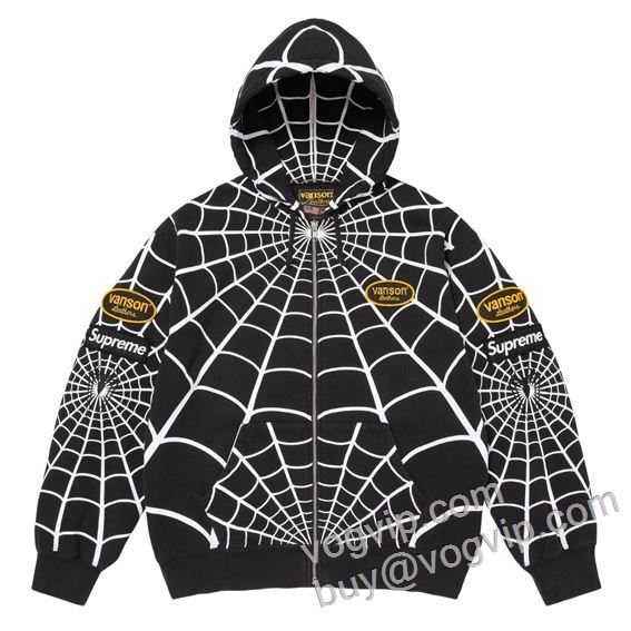 海外セレブ愛用 シュプリームコピーブランド パーカー Supreme X vanson Leathers x Spider-Man Zip Up Hooded Sweatshirt WT050 2色可選