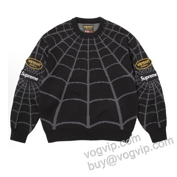ニット セーター 2色可選 クモの巣柄刺しゅう丸首セーター シュプリームスーパーコピー SUPREME X VANSON SPIDER-MAN SWEATER 2026お買い得大人気