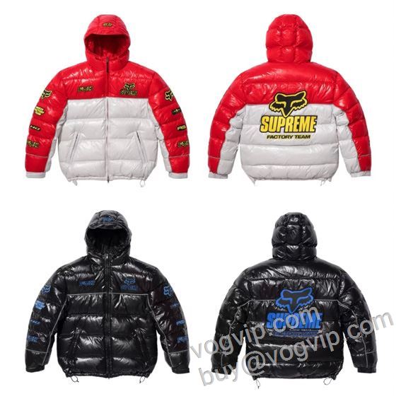 2026新商品！ シュプリームブランドコピー Supreme x Fox Racing Shiny Down Puffer Jacket SUPWT063 ダウンジャケット 2色可選 最安値に挑戦