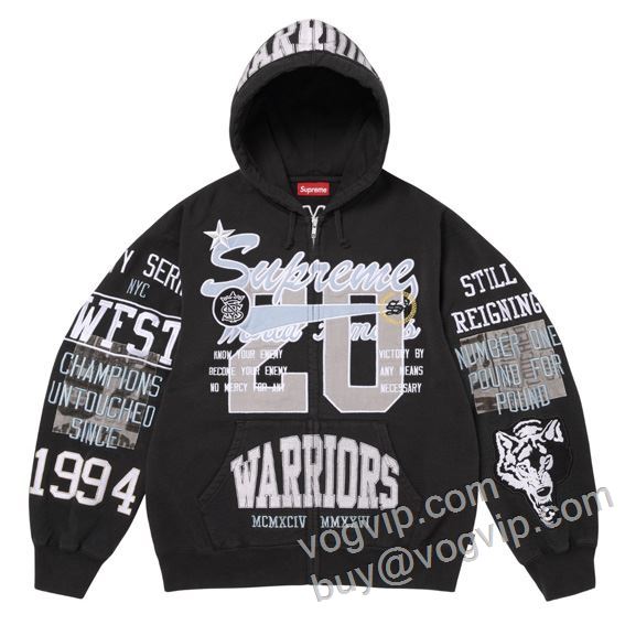 海外限定ライン Supreme SS26 Warriors Appliqu&eacute; Zip Up Hooded Sweatshirt SUPWT098 シュプリームブランドコピー パーカー ジャケット、上着 3色可選