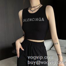 上品上質 レディース タンクトップ 2024春夏 バレンシアガ BALENCIAGAコピー ブランド 2色可選 着痩せ 薄手 おしゃれ カジュアル シンプル 春コーデ