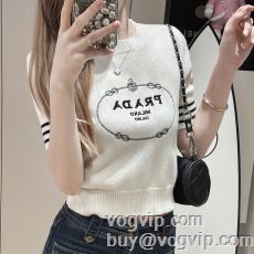 お洒落に魅せる プラダ PRADA 3色可選 レディース 半袖Tシャツ ニット スーパーコピー優良サイト 2024新作登場