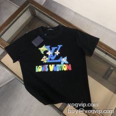 2024HOT新作登場 半袖Tシャツ 2色可選 縦には伸びにくい ルイ ヴィトン LOUIS VUITTON ブランドスーパーコピー コーデ 知的なムードを演出