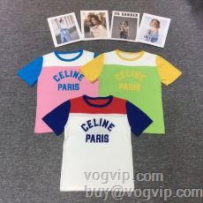 CELINE セレブ風 レディース ニット 半袖Tシャツ 2024新作品 優しいフィット感 セリーヌスーパーコピー 激安 3色可選