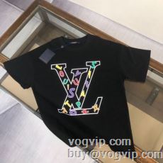 ポップ 2024 自然な肌触り 半袖Tシャツ ルイ ヴィトン偽物ブランド LOUIS VUITTON 2色可選